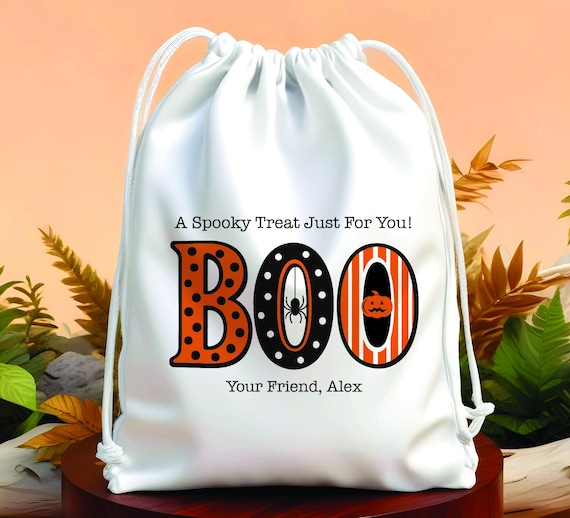 BOO - Trick or Treat Halloween party bag - Custom Treat Bag - Candy bag - custom Halloween gift bag - goodie bag