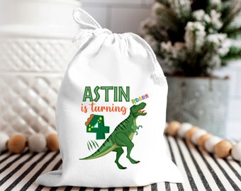 Dino Kids Birthday Bag - T Rex Party Favor - Kids Goodie Bag - Customized Goodie Bag - Childrens Name Bag - Kids Party Favor -Dinosaur Party