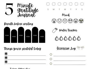 5 Minute Gratitude Journal- Start Fresh! New Year!