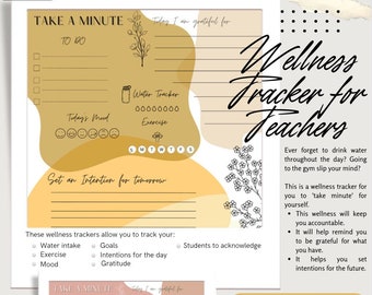 Printable Wellness Tracker - Made for Teachers! Digital Download