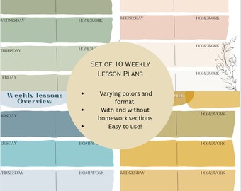 Printable Weekly Lesson Planner Template- Digital Download!