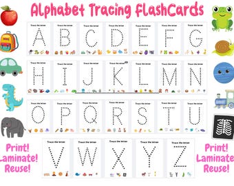 ABC Letter Tracing Book for Kids | Printable & Reusable | Alphabet Tracing with Pictures | Digital Download