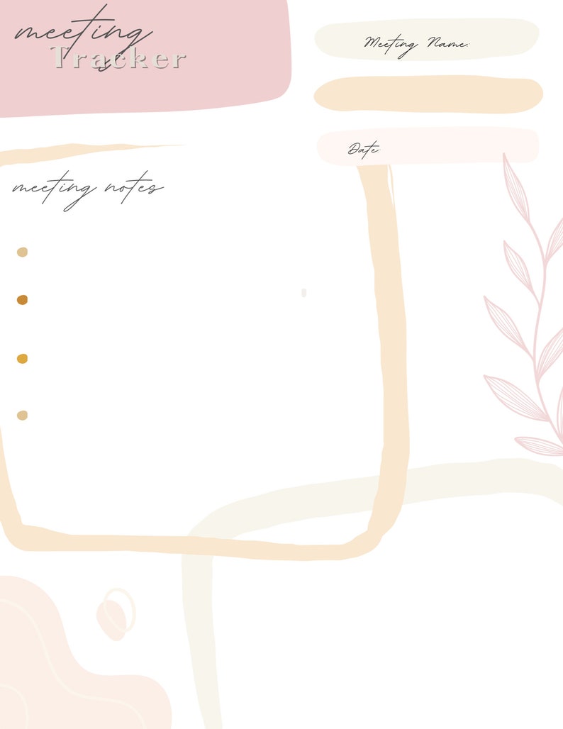 Printable Meeting Note Template- Great for Teachers and Professionals ...