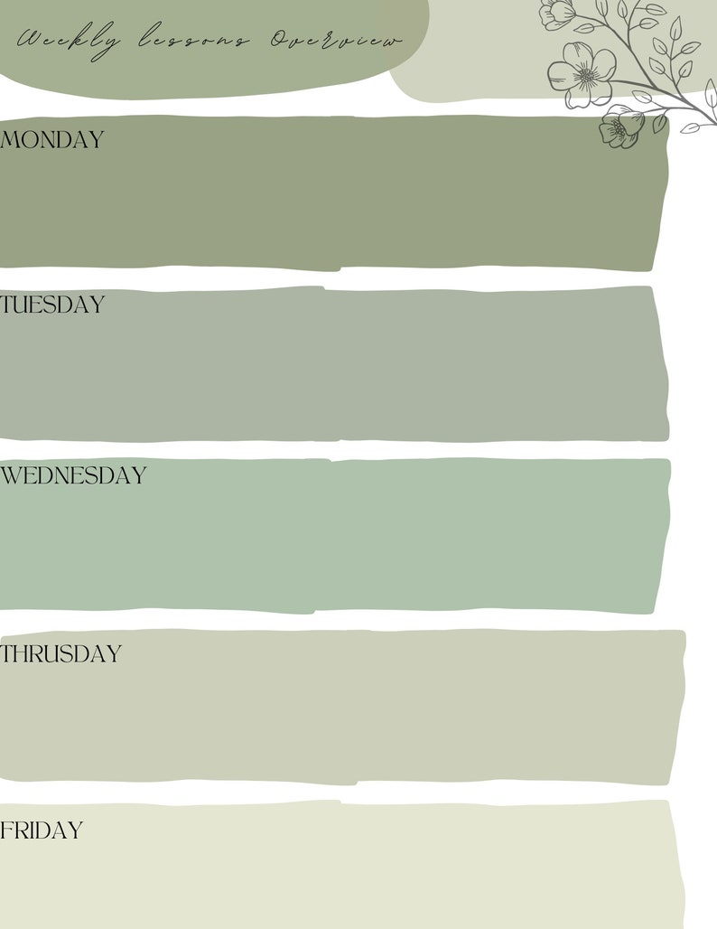 Printable Weekly Lesson Planner Template Digital Download - Etsy