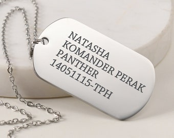 Mens Personalized Dog Tag Stainless Steel Necklace,Engraved Dog Tag Necklace Gift for Him,Custom Dog Tags Military Pendant,GPS Coordinates