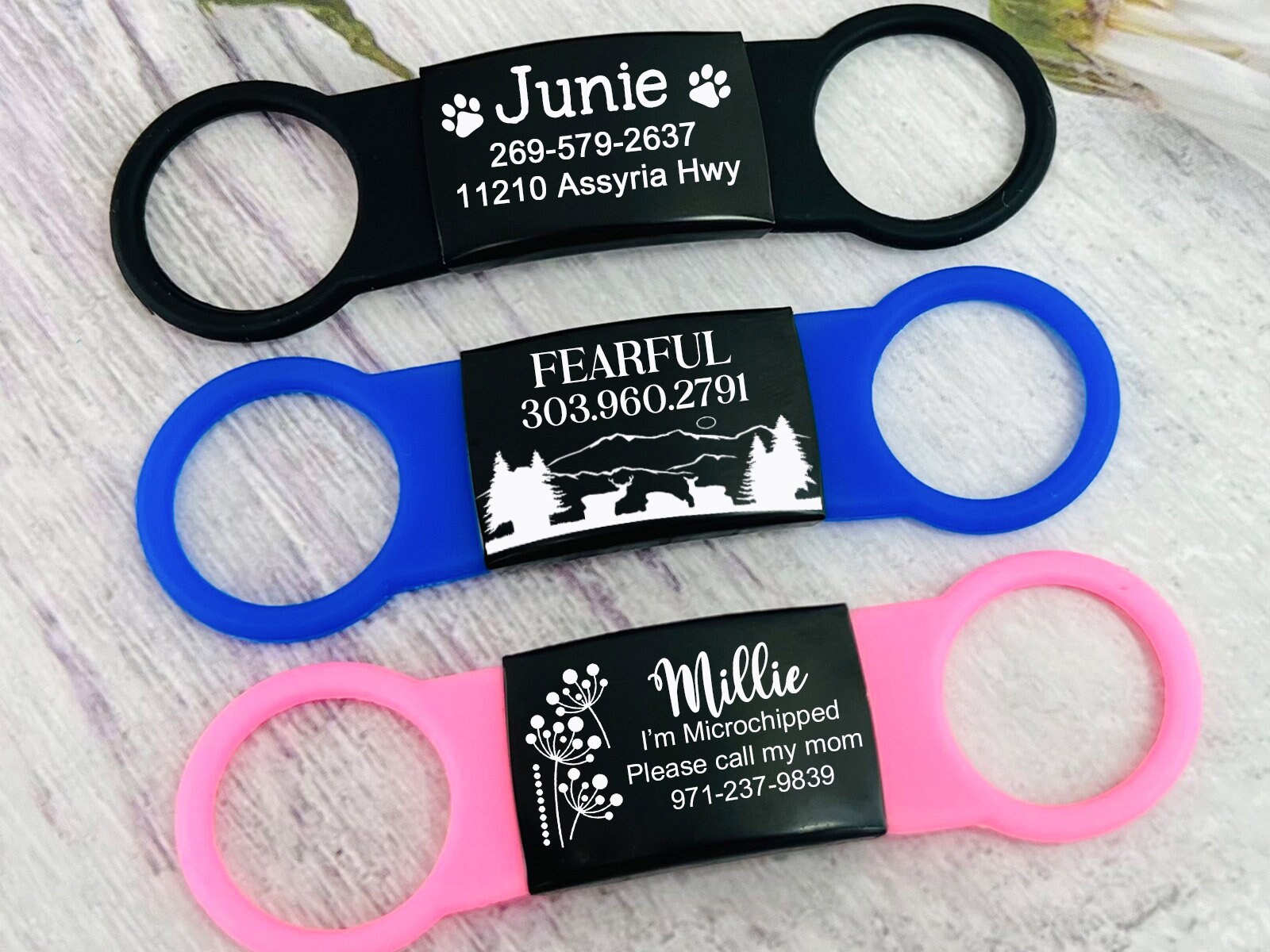 Custom Silicone Slide on Dog ID Tag Silent Dog Tag Etsy