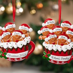 2025 Gingerbread Christmas Holiday Ornament,Custom Resin Family Ornament,Personalized Xmas Gift,Family of 3,4,5,6 with Names,Christmas Decor