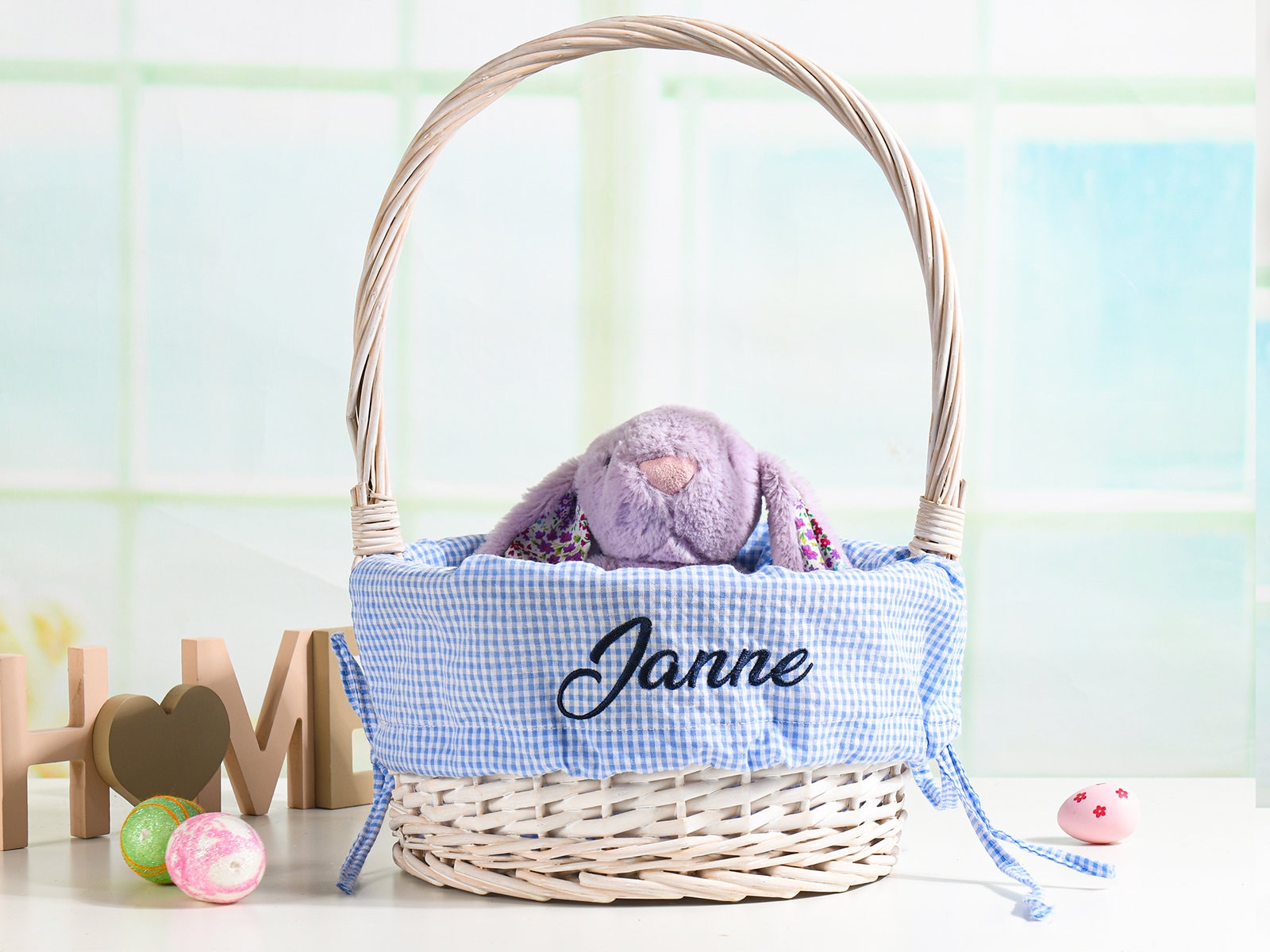 Personalized Easter Basket Liner,Custom Easter Basket Liner with Name or Monogram,Seersucker Easter Basket Liner for Boy Girl Child Kid Gift