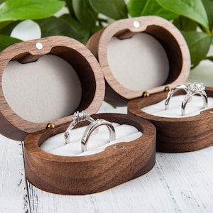 Trouwringdoos voor ceremonie, op maat gemaakte houten ringdoos, ringdoos, aanzoekringhouder, verlovingsringdoos, trouwringdoos met dubbele gleuf