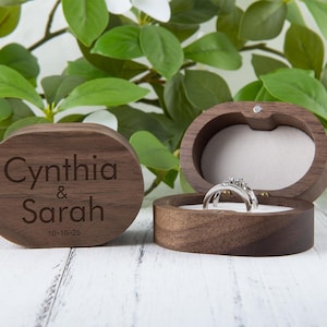 Personalized Engraving Wooden Ring Box,Proposal Engagement Ring Box with Name,Wedding Ring Bearer,Anniversary Gift, Slot Wedding Ring Box
