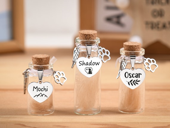 Personalized Pet Memorial Urn,Custom Pet Fur Memorial Jar,Personalized Dog Rememberance Gift,Pet Keepsake Jar for Lock of Hair or Ashes