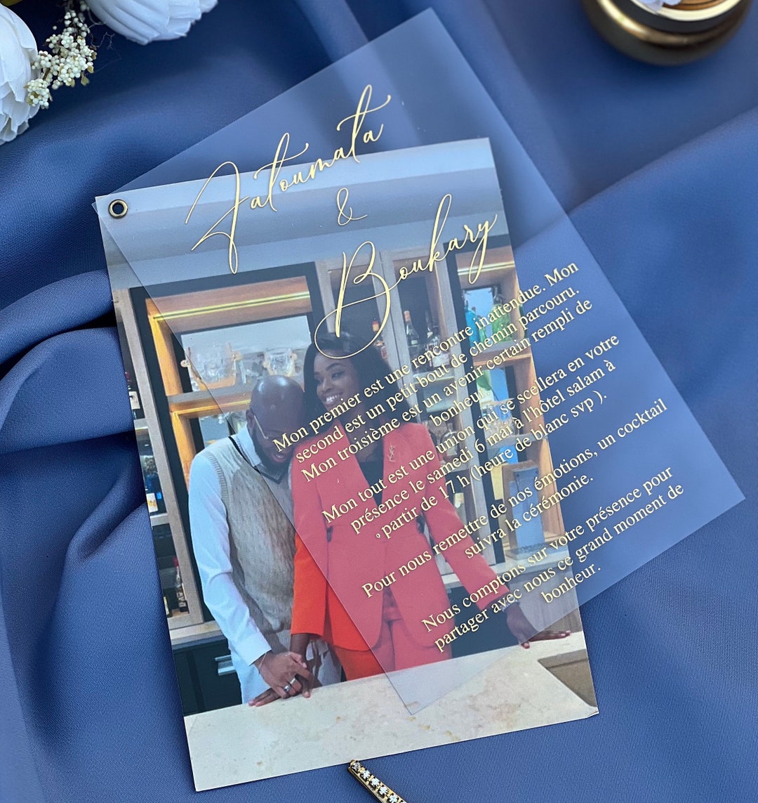 Invitations With Photos. Acrylic Invitation Card With Photo. Wedding