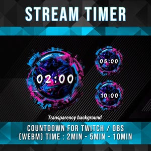 Graffiti Street Countdown - Jinx from Arcane style overlay, countdown timer obs, starting screen timer, purple and blue timer Twitch
