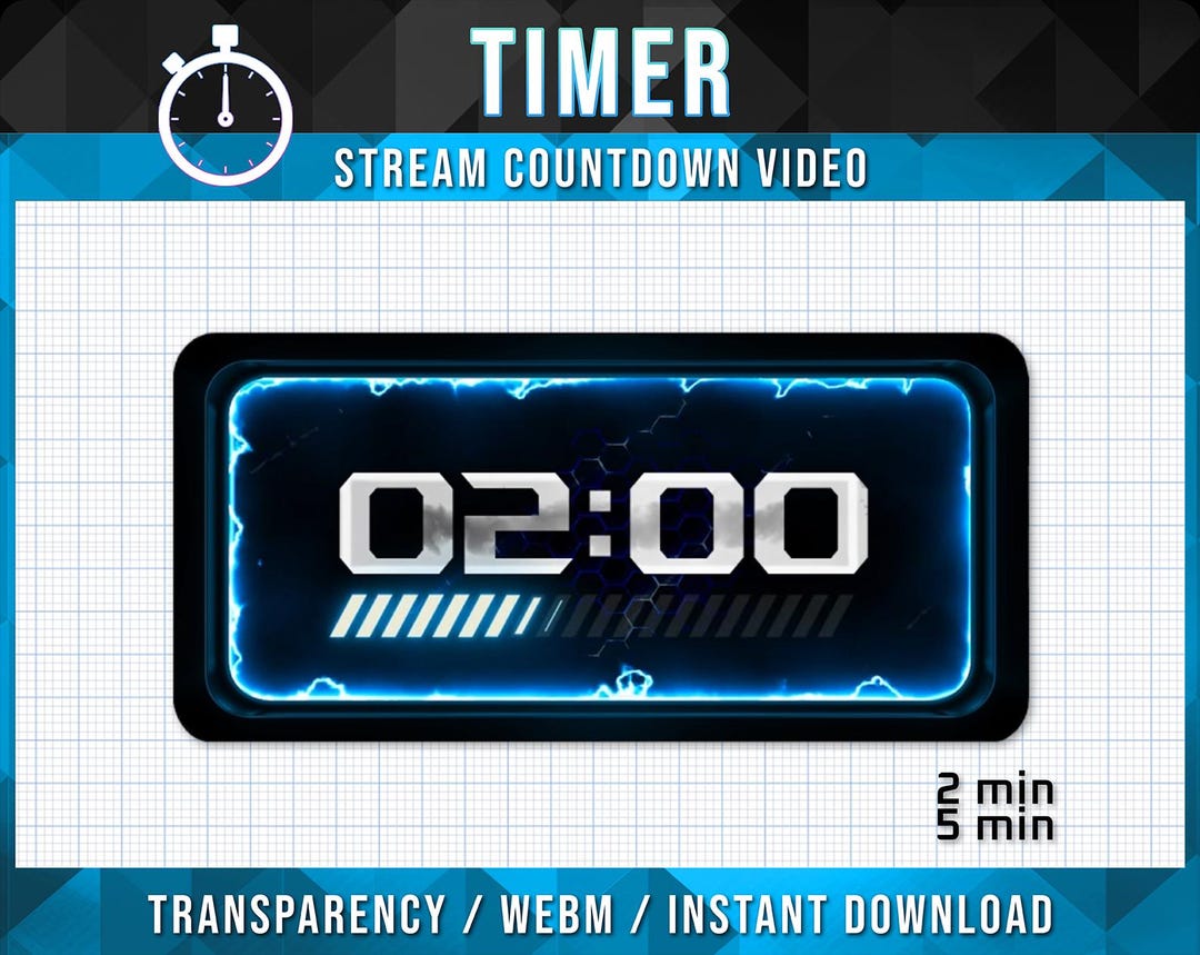 Blue Electric Countdown Timer Overlay | Twitch Starting Screen for OBS ...