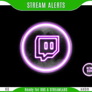 Twitch alerts : Neon circle - stream alerts for twitch, custom twitch alerts, alerts for streamlabs, minimal twitch alerts