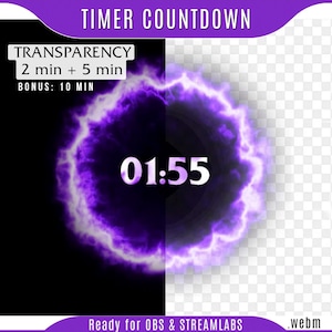 Purple Mist Countdown Overlay, countdown timer for twitch, twitch countdown timer, stream element widget, starting screen timer