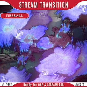 Stinger transition magic : FIREBALL, twitch scene transition, OBS fire stinger, purple stream transition, custom stinger transition