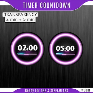 Purple neon Countdown, Cyberpunk timer overlay, starting screen timer, countdown timer obs, stream element widget, cyberpunk timer twitch