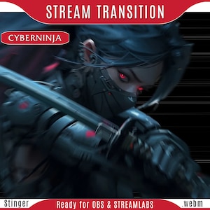 Twitch Cyberpunk stinger - Ninja transition - scene transition for twitch, OBS stinger, custom animated transition