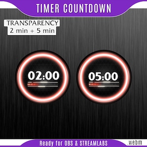 Countdown timer - Red neon Countdown - Cyberpunk overlay, starting screen timer, countdown timer obs, twitch countdown timer, red neon timer