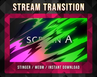 Stinger transition - Fire Boomerang Pink & Green Transition, Stream Transition for twitch