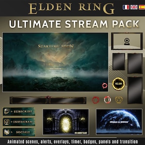 Elden Ring Overlay für Twitch, volles Stream Pack, Elden Ring Overlay, OBS Stream Pack, Elden Ring Overlay, Komplettes Stream Paket für Twitch
