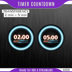 Cyberpunk Countdown : Orange blue neon Timer, Cyberpunk timer overlay, starting screen timer, countdown timer obs, blue timer obs