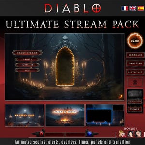 The Ultimate Stream Package inspired by diablo 4, Full Stream Pack, obs stream overlay, horror stream pack, goth stream pack