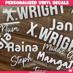 Custom Vinyl Stickers, Personalised Name Stickers, Personalised decals, Custom decals for School, Wedding, Birthday, Phone, Water Bottles.