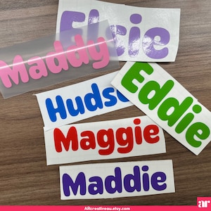 Personalised Name Stickers, Custom Vinyl Stickers, Personalised decals, Custom decals for School, Wedding, Birthday Party, phone, Pet bowel.