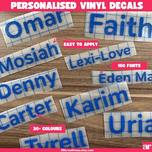 Custom Name Stickers: Personalized Vinyl Decal, Vinyl Name Stickers, Custom Name Decal for Water Bottle, Parties, Gifts, Journals, weddings