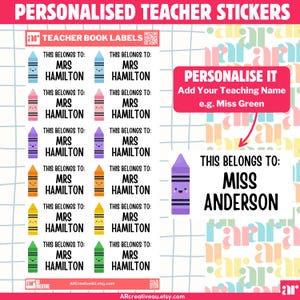 Personalised Teacher Stickers, Teacher Book Labels, Teacher ID labels, Book Stickers, Teacher Labels, Teacher Stamps, Teacher Gifts