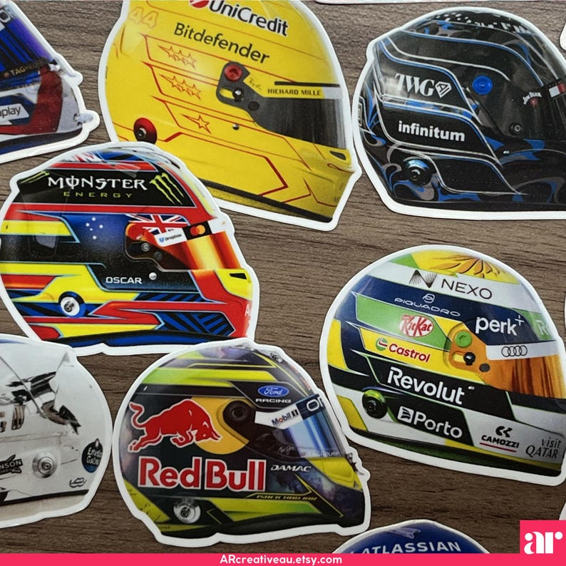 Helmet Racing Sticker Pack 2026 Formula 1 Helmet Stickers | Formula 1 Sticker | F1 Helmet Sticker ...