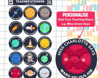 30 Personalised Teacher Stickers | Custom Teacher Reward Stickers |  Reward Stickers | Custom Teacher Stickers | Student Merit Stickers