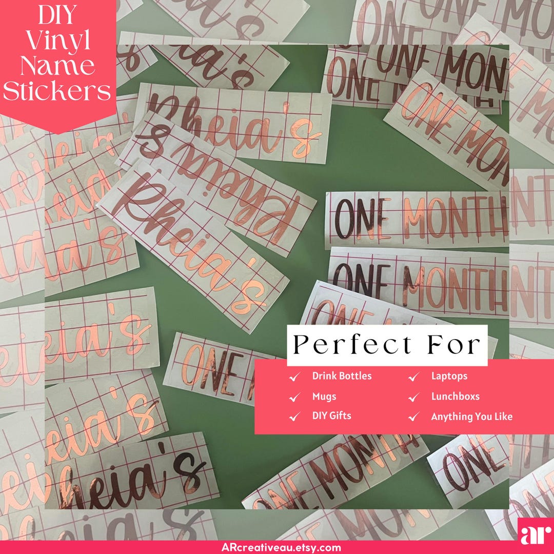 Name Stickers Customisation Personalised Vinyl Name Stickers: Custom Decals for Water Bottles ...