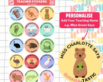 30 Personalised Teacher Stickers | Teacher Reward Stickers |  Reward Stickers | Custom Teacher Stickers | Teacher Merit Stickers