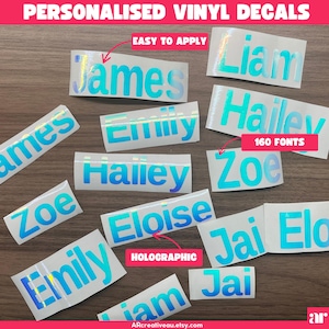 Custom Vinyl Stickers, Personalised Name Stickers, Personalised decals, Custom decals for School, Wedding, Birthday, Phone, Water Bottle.