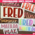 Custom Vinyl Stickers, Personalised Name Stickers, Personalised decals, Custom decals for School, Wedding, Birthday, Phone, Water Bottles. product logo