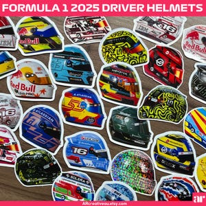 Pegatinas de Fórmula 1 / Pegatinas para casco de Fórmula 1 / Pegatinas para casco de F1 / Pegatinas para piloto de F1 / Calcomanías de Fórmula 1 / Aficionado a la Fórmula 1 / Fórmula 1