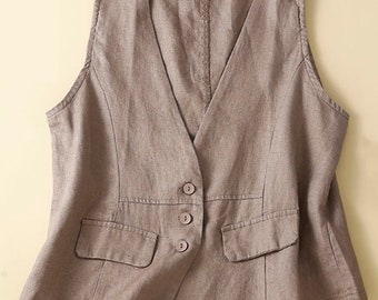 Chic & Trendy Women's Casual Linen Vest - Stylish Sleeveless Summer Fashion Top for Effortless Elegance, Comfort, and Versatility