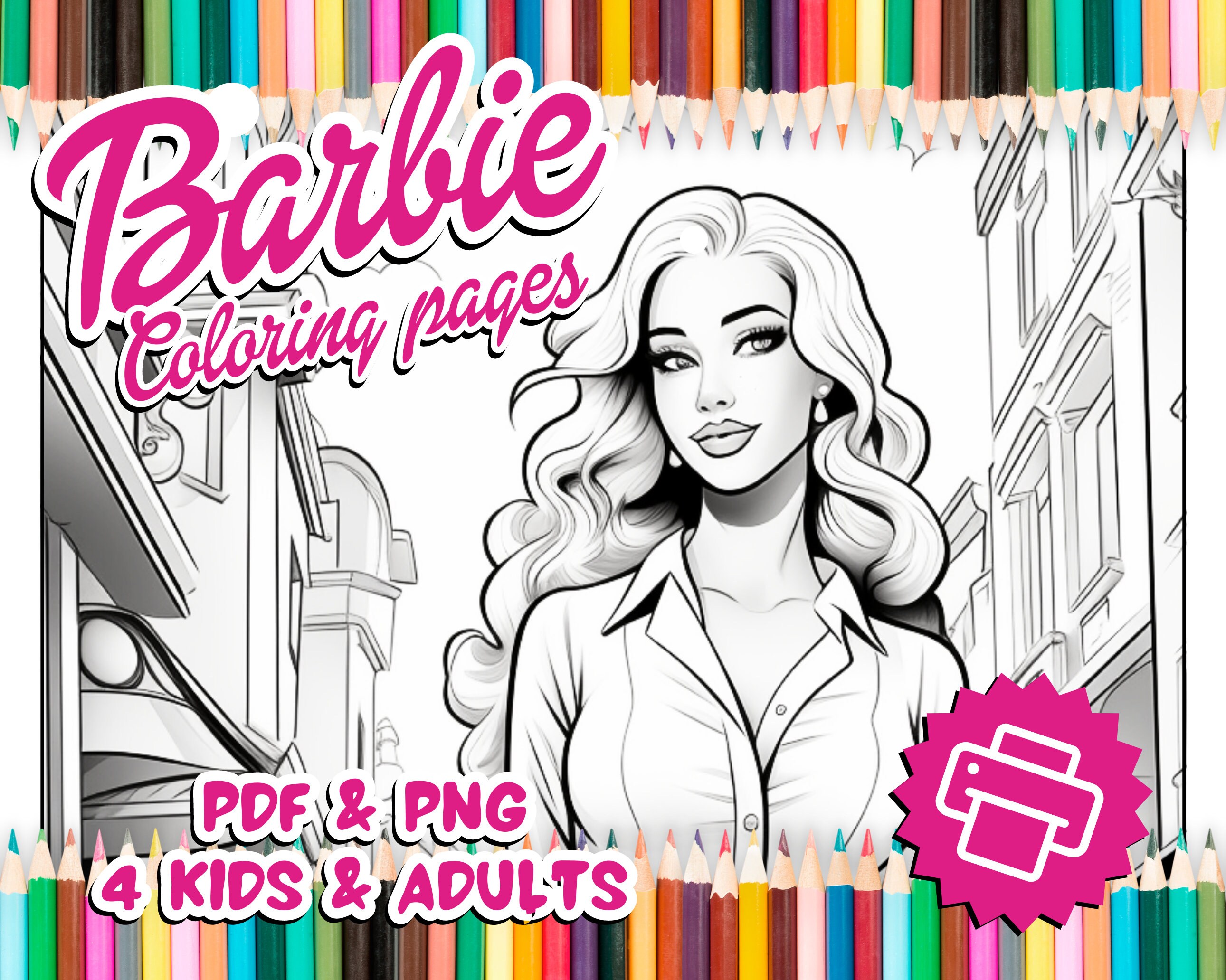 BARBIE Coloring Pages Coloring Book for Adults & Kids Barbie Coloring ...