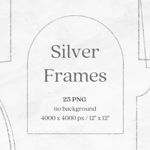 Silver Invitation Frames Transparent Background Etsy