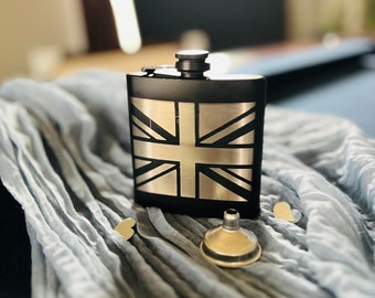 Fiaschetta in acciaio inossidabile incisa con la bandiera britannica