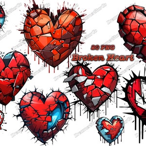 Imágenes prediseñadas de Corazón Roto, historia de amor, Corazón Roto png, diseño de camiseta, vector, uso comercial, ilustración vectorial, DreamerStarCo