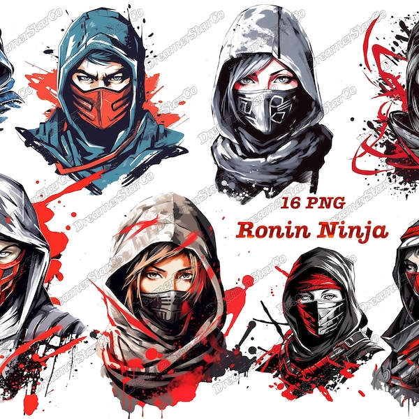 Ronin Ninja png,Ronin Ninja clipart,Female Ninja,Ronin Fashion,T-shirt design,watercolor,watercolor style,vector illustration,DreamerStarCo