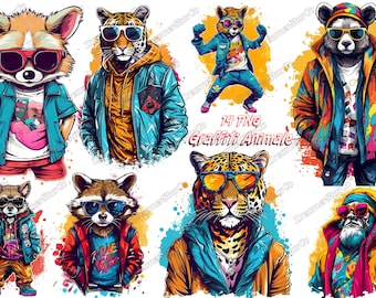 Graffiti Animale clipart, Graffiti Animale png,T-shirt design ,funky animale,colorful clothes,graffiti style,vector ,DreamerStarCo
