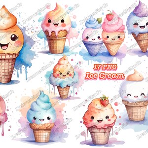 Clipart de sorvete, sorvete feliz png, design de camiseta, vetor, uso comercial, ilustração vetorial, DreamerStarCo