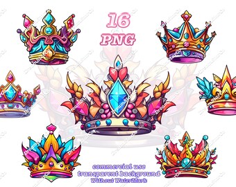 Crown Clipart, Princess T-Shirt Design, Vector Illustration (PNG, Digital Download)
