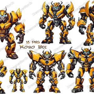 Clipart Robo Bee, Robo Bee png, robô, robótico, transformador, abelha, design de camiseta, vetor, uso comercial, ilustração vetorial, DreamerStarCo