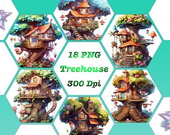 Treehouse clipart,Fairy Treehouse,T-shirt design ,Sublimation PNG,commercial use,vector illustration,DreamerStarCo